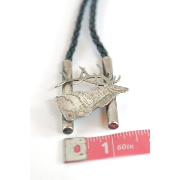 Zuni Native American BULL ELK Bolo Tie by Dale Edaakie Handmade Vintage - Picture 10 of 15